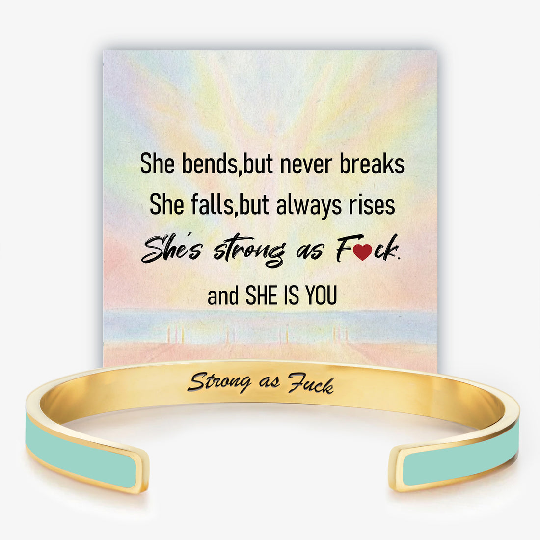 Strong As Fuck Self-Love Mantra Color Cuff Bracelet