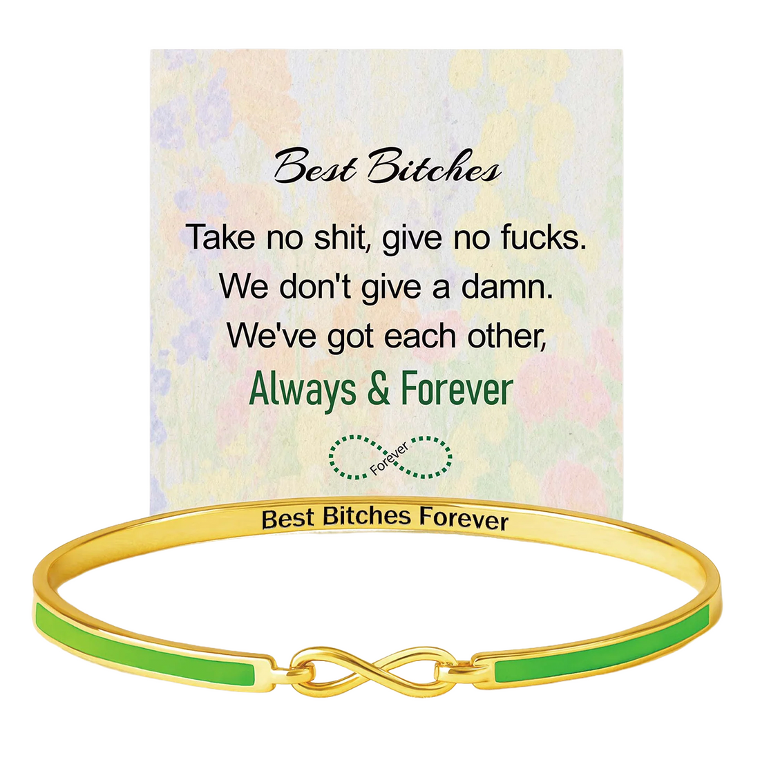Best Bitches Forever Infinity Enamel Bangle Bracelet