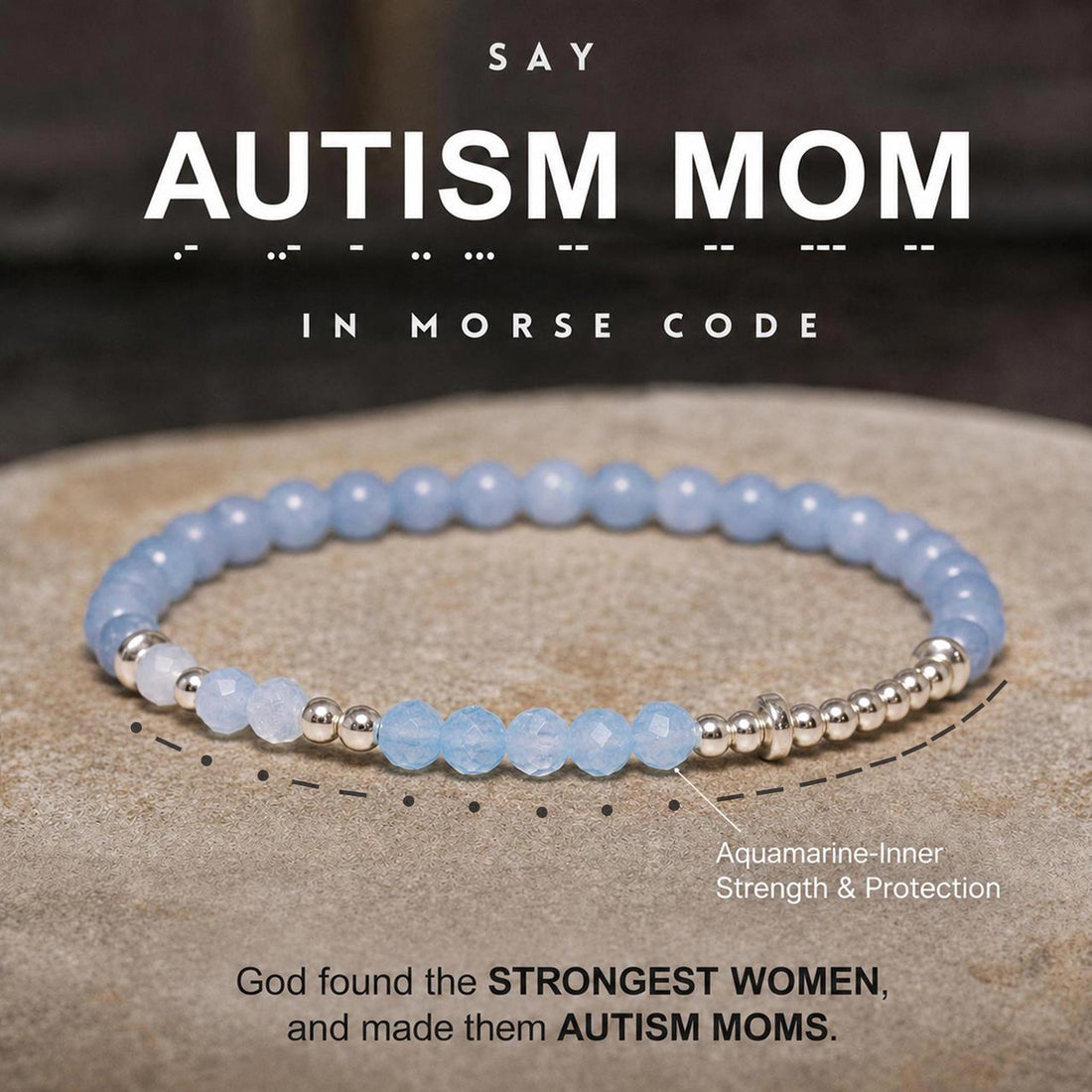 autism mom aquamarine morse code bracelet