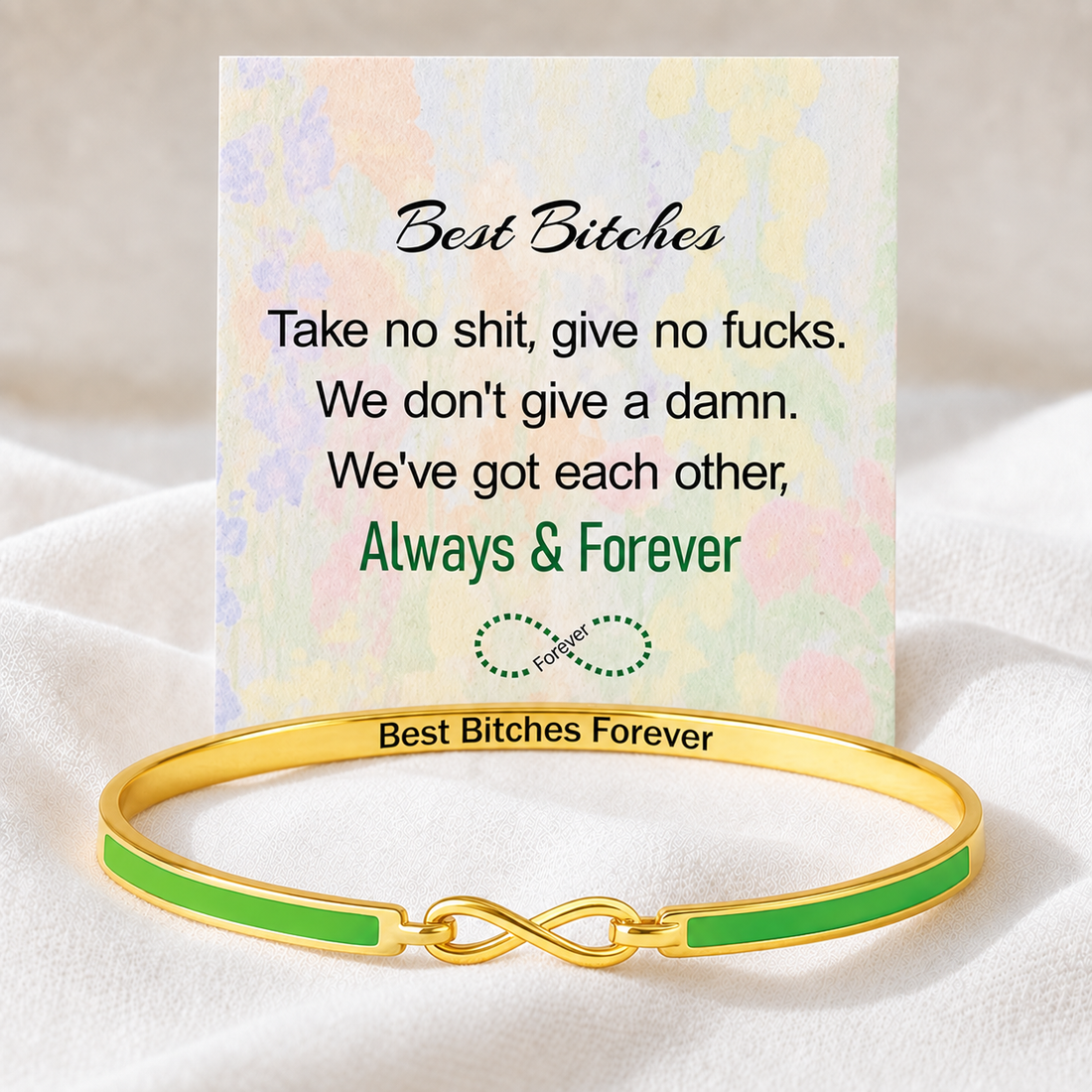 Best Bitches Forever Infinity Enamel Bangle Bracelet