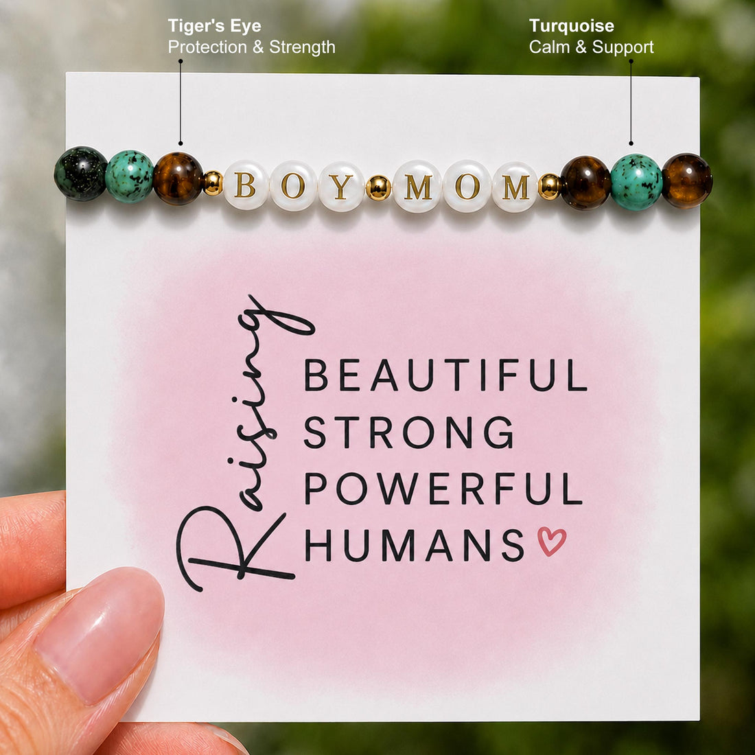 boy mom energy stone beaded bracelet