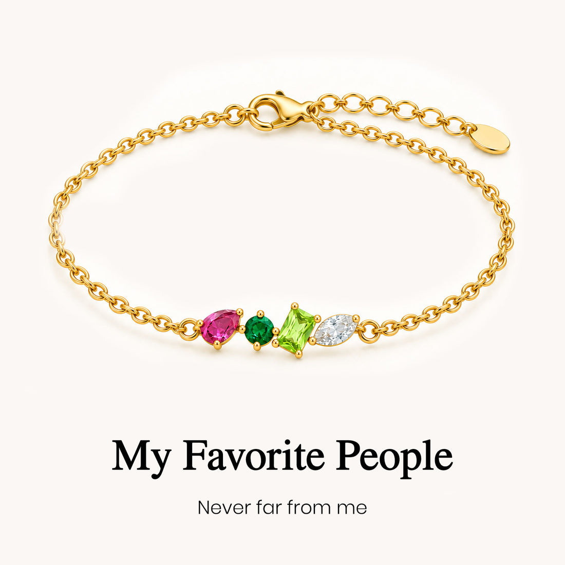 custom 3-5 birthstone row bracelet, multiple birthstone bracelet