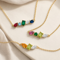 personalized bracelet with 3-5 birthstones, birthstone row design