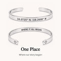 custom coordinates hidden message cuff bracelet, personalized location jewelry