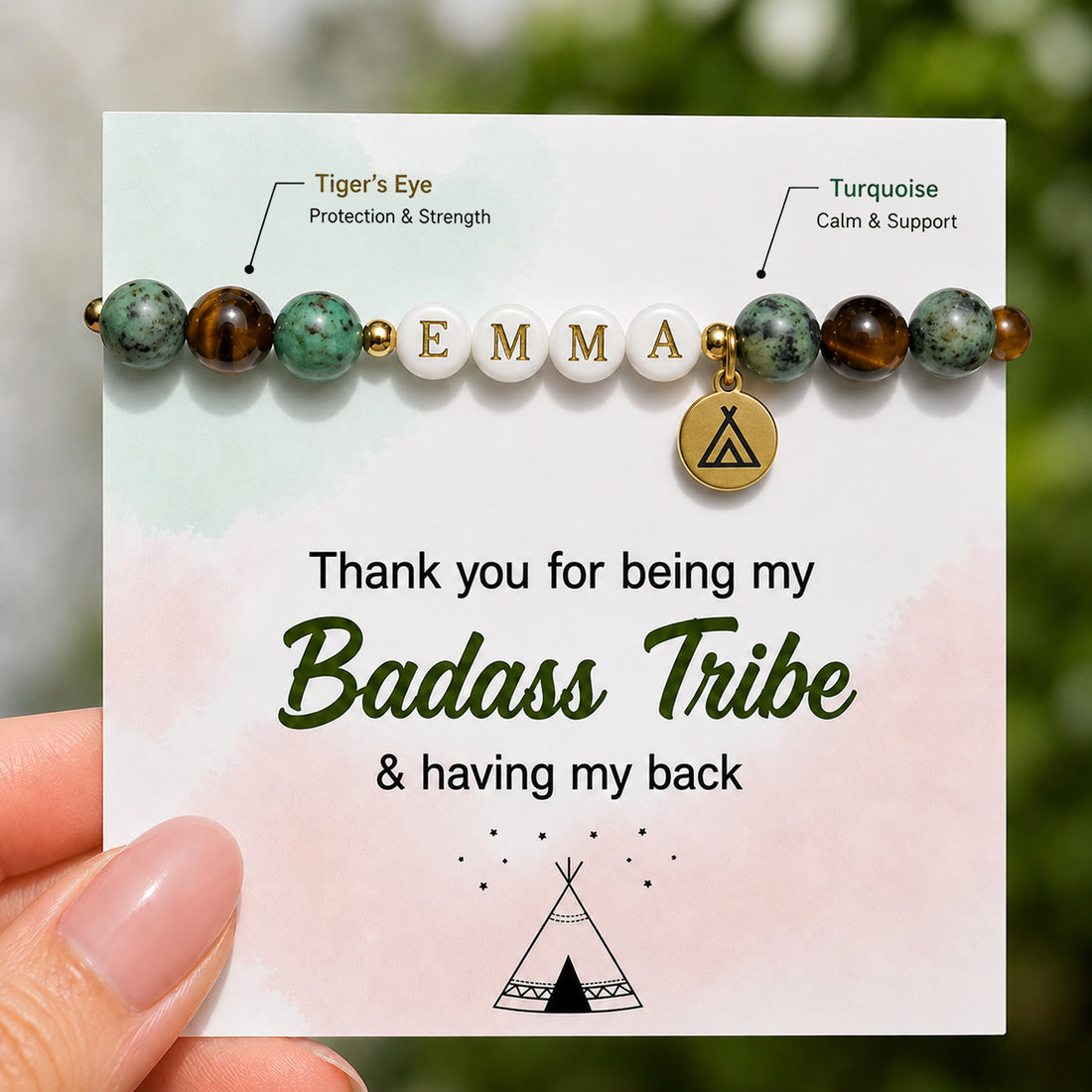 custom name tribe energy stone beaded bracelet