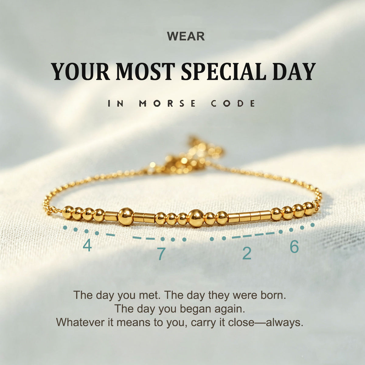 custom special date morse code bracelet