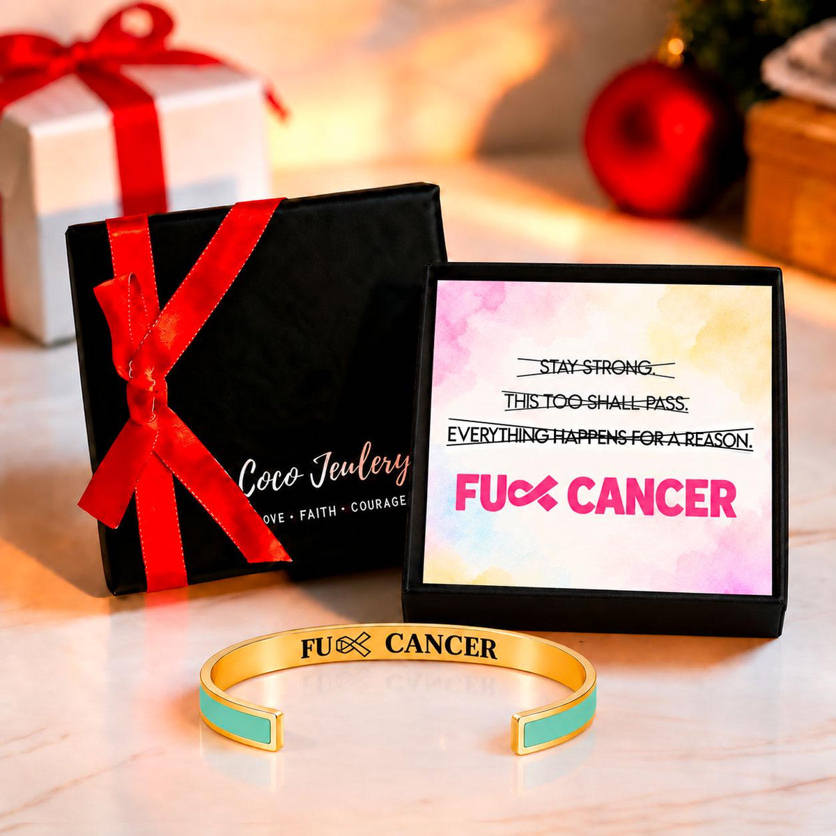 cancer support gift, encouragement bracelet for her, gift-ready