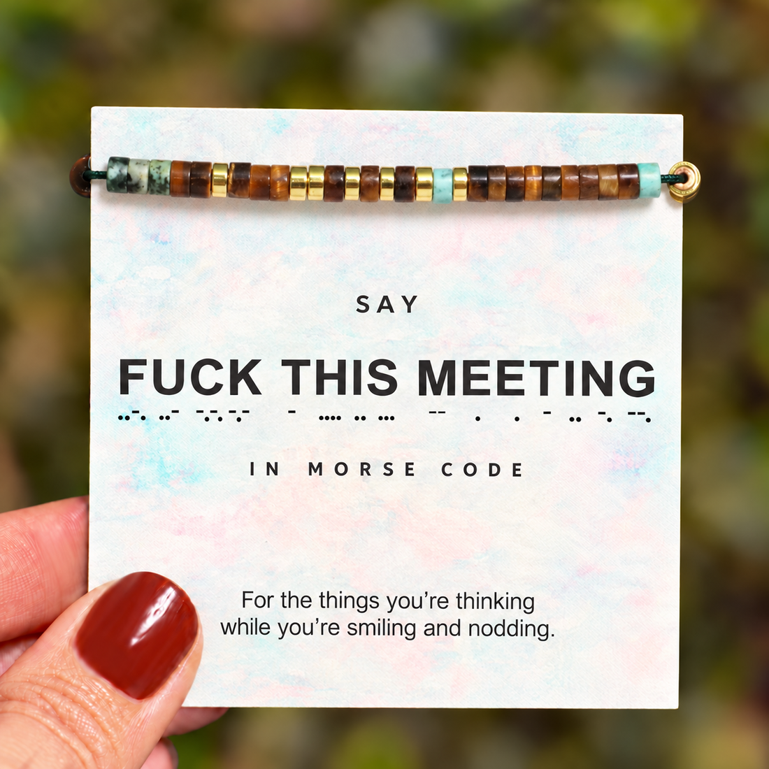 fuck this meeting morse code bracelet, funny office humor jewelry