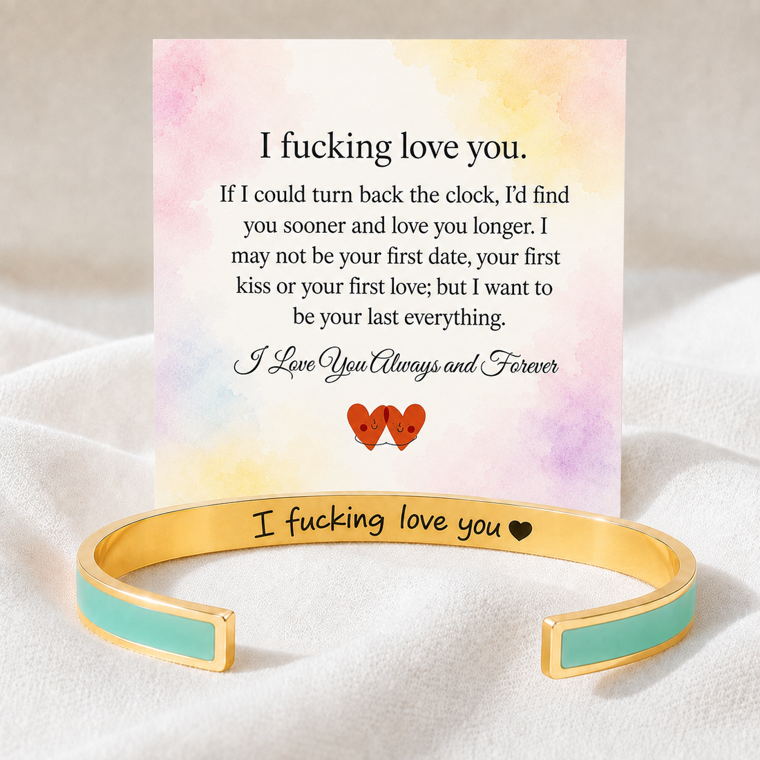 i fucking love you color cuff bracelet, love statement bracelet