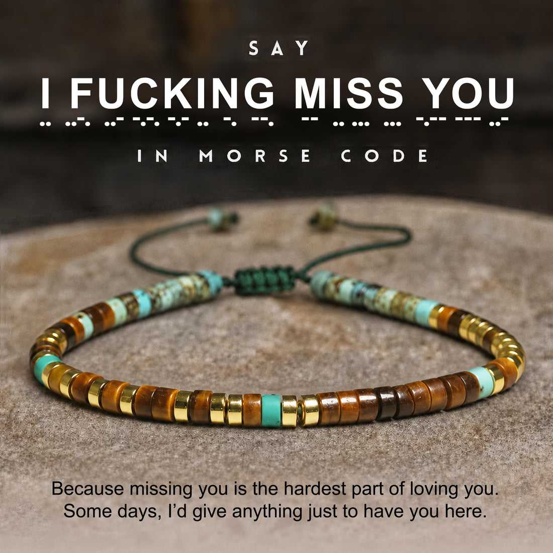 i fucking miss you morse code bracelet, morse code jewelry