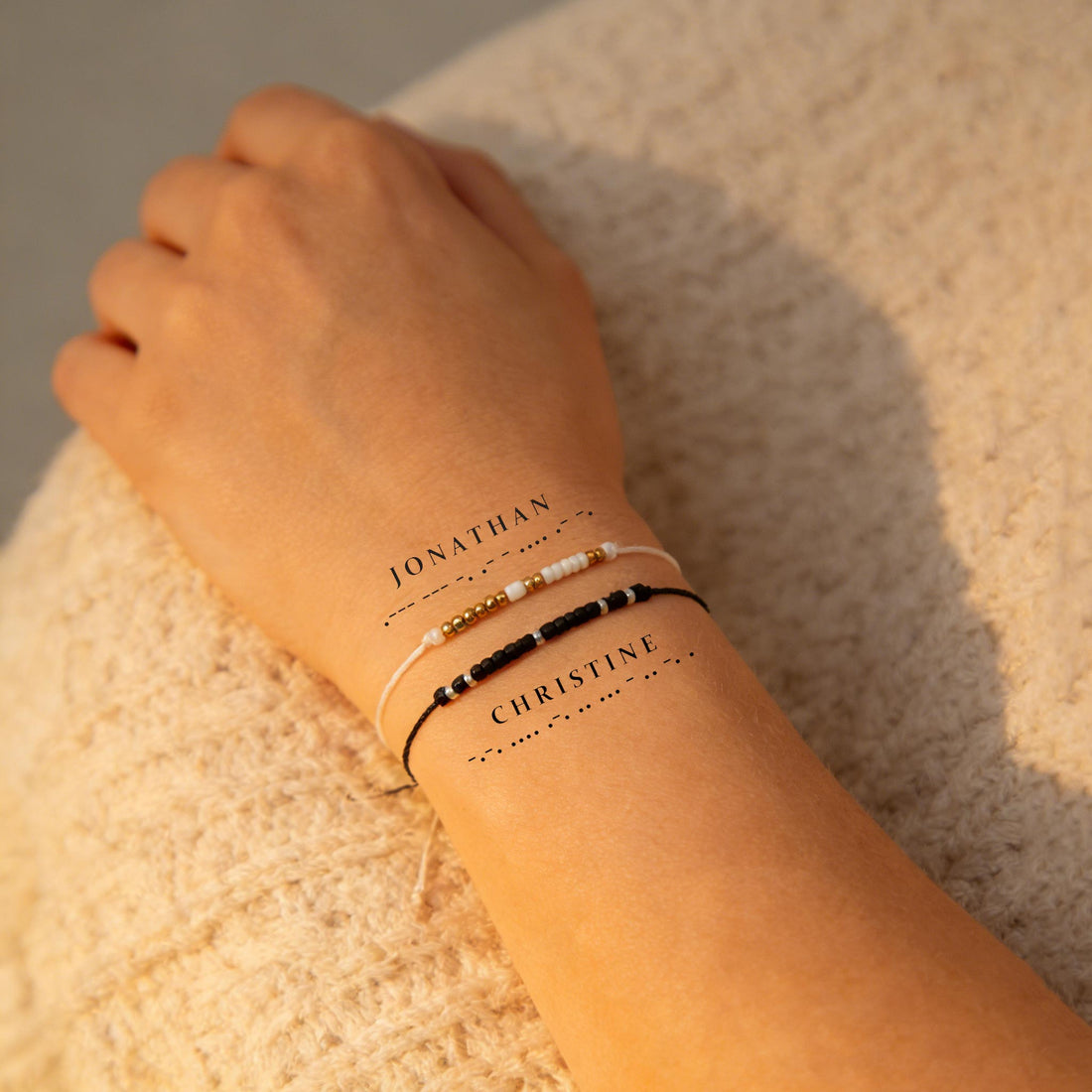 Morse Code Couple Energy Stone Bracelet