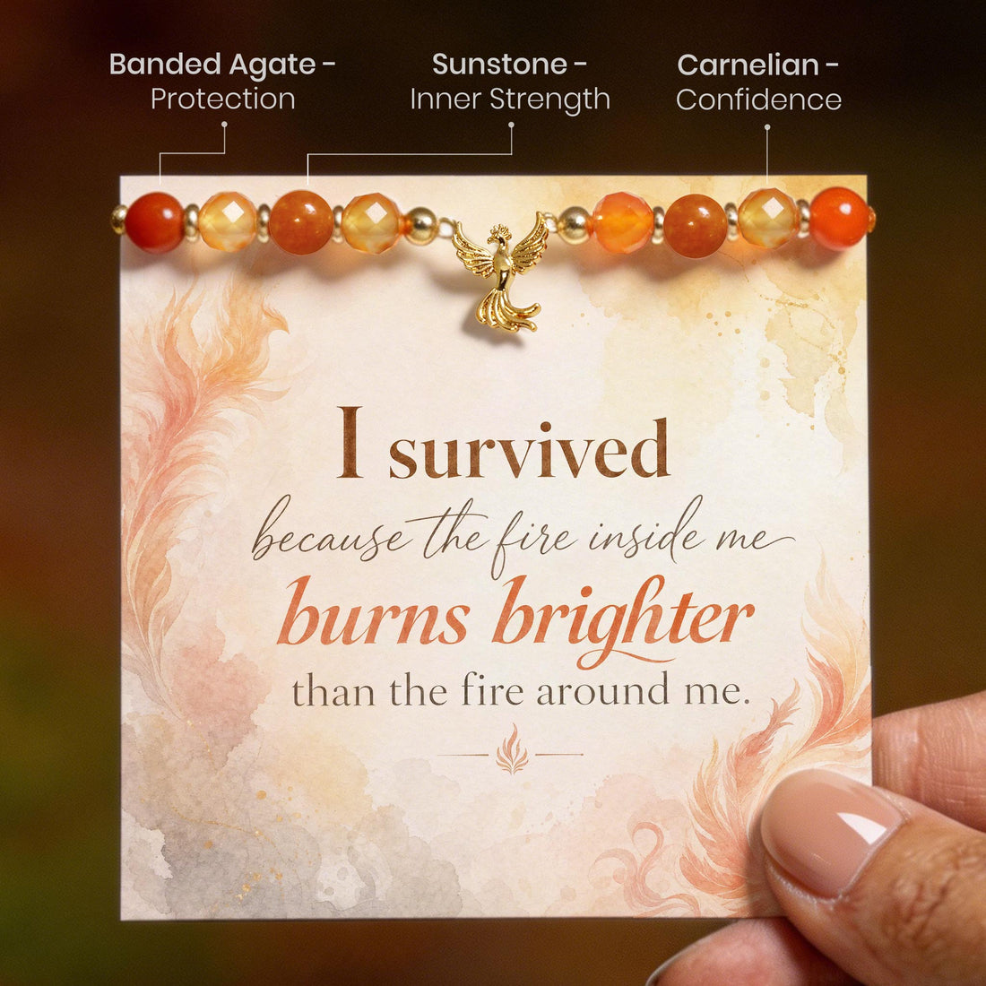 phoenix charm crystal energy bracelet