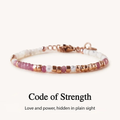 pink tourmaline strong as fuck morse code bracelet, morse code jewelry