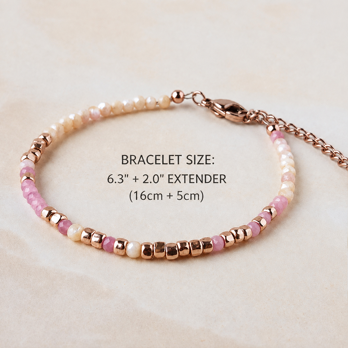 strong as fuck hidden message bracelet, pink tourmaline beads