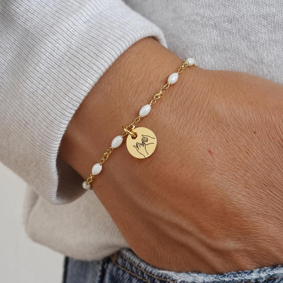 best friend bracelet, friendship loyalty and support jewelry-white