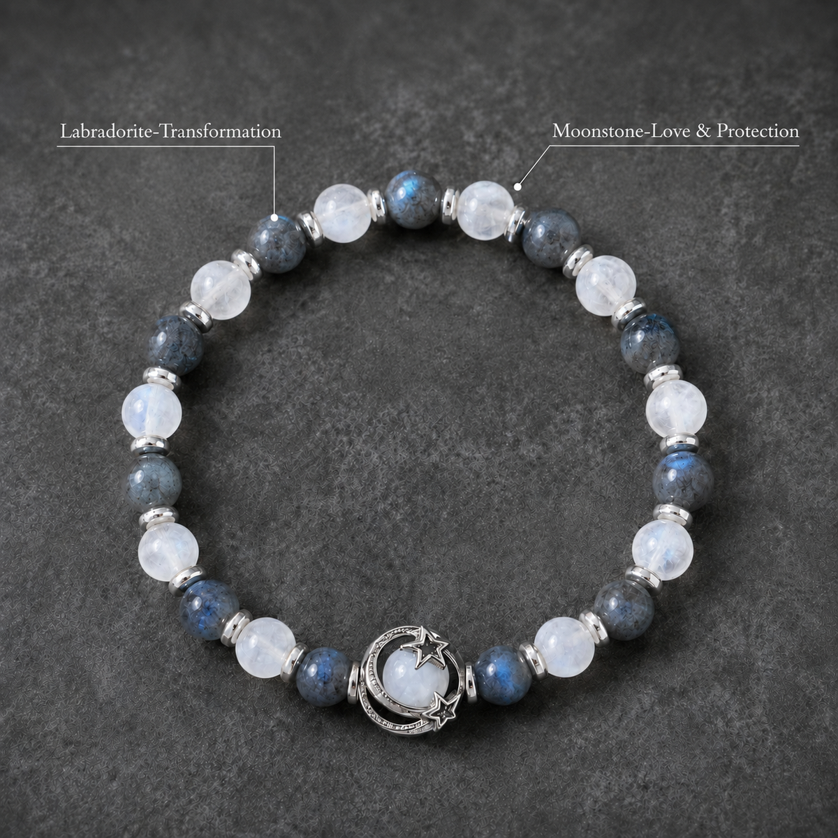 star wheel bracelet with healing crystals