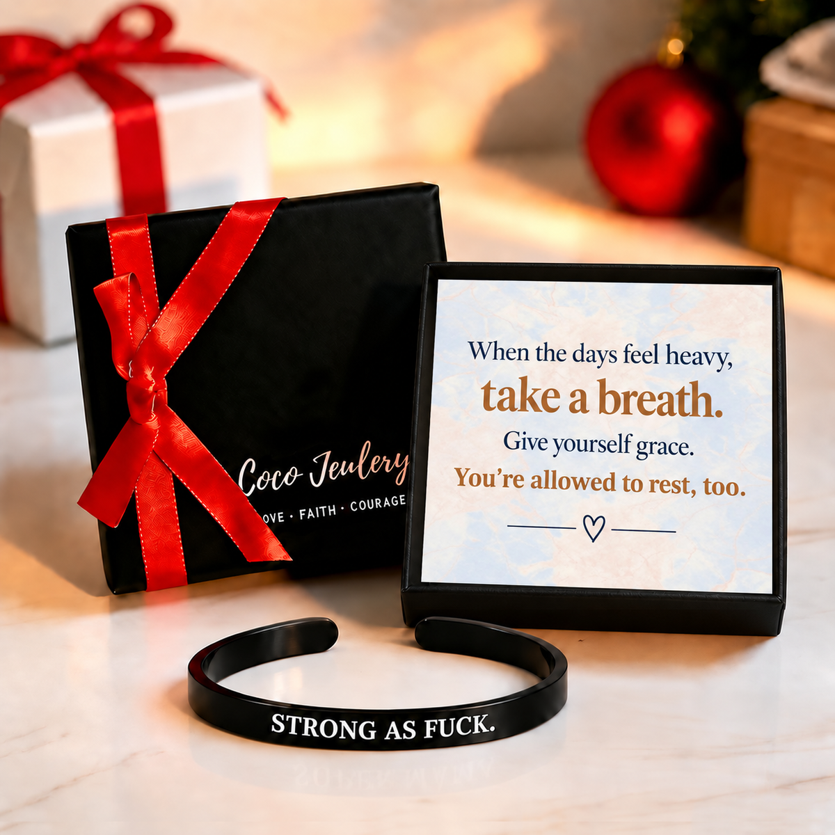 self care reminder gift, encouraging mantra bracelet for her, gift-ready