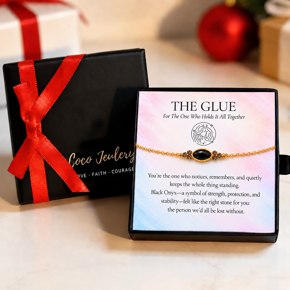 support jewelry gift, black onyx bracelet for someone special, gift-ready