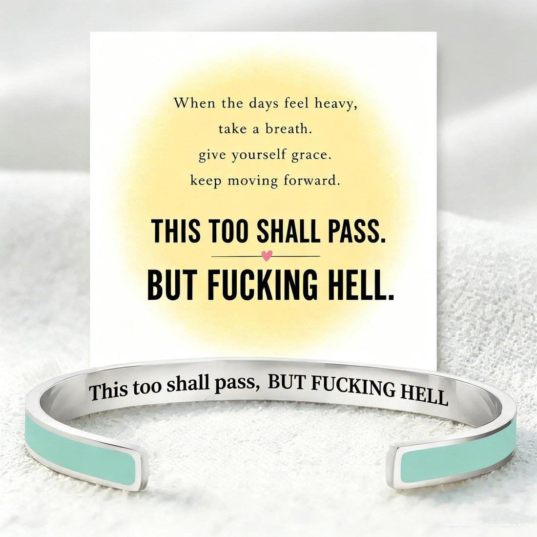 this too shall pass color cuff silver bracelet