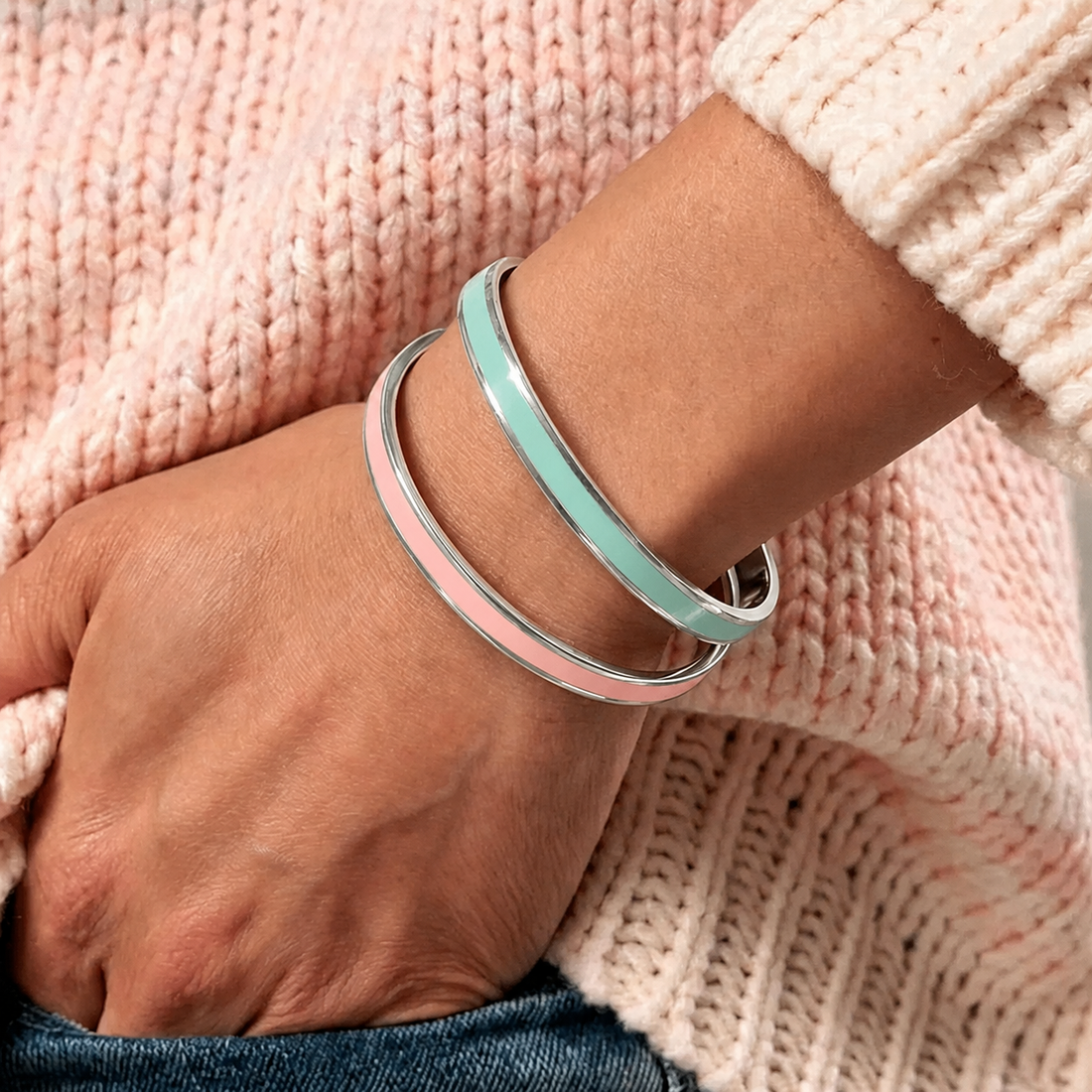 this too shall pass color cuff silver bracelet
