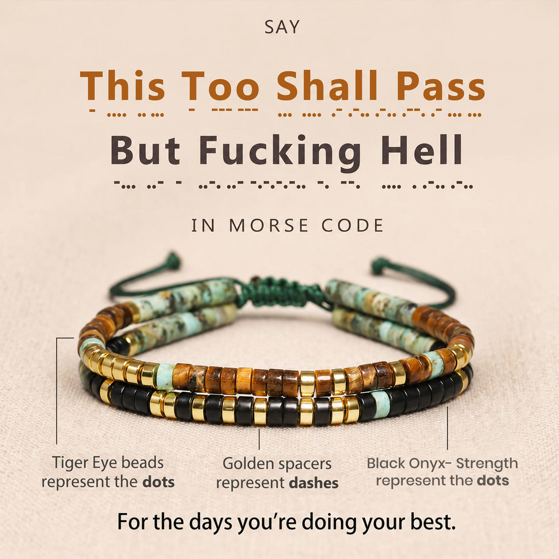 this too shall pass double layer morse code bracelet