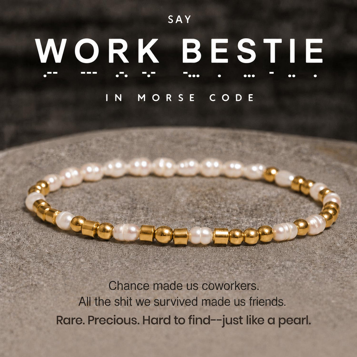work bestie pearl morse code bracelet