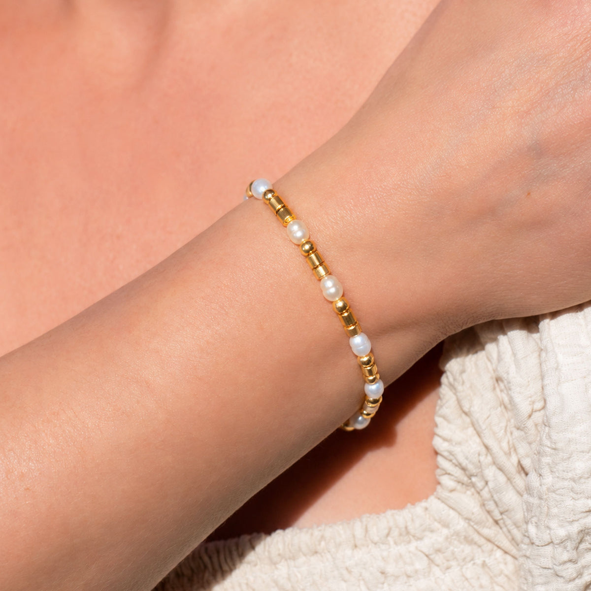 work bestie pearl bracelet with hidden message