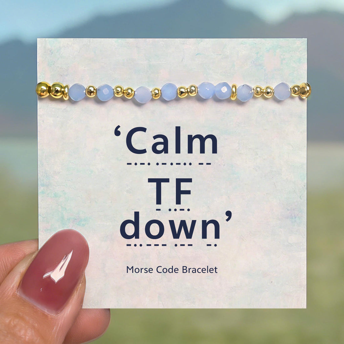 'Calm TF Down' Tanzanite Morse Code Bracelet