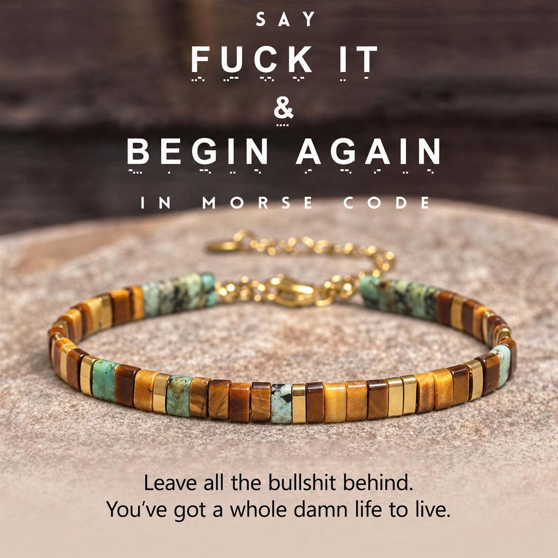 fuck it and begin again tila morse code bracelet, morse code jewelry