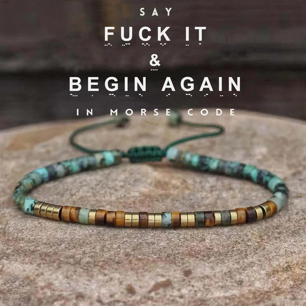 fuck it and begin again morse code bracelet, morse code jewelry