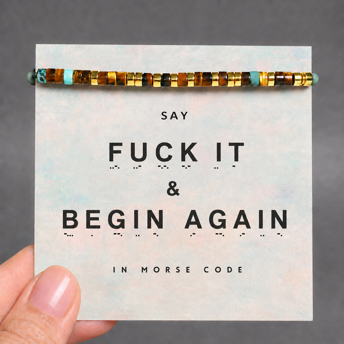 fuck it and begin again morse code bracelet, morse code jewelry