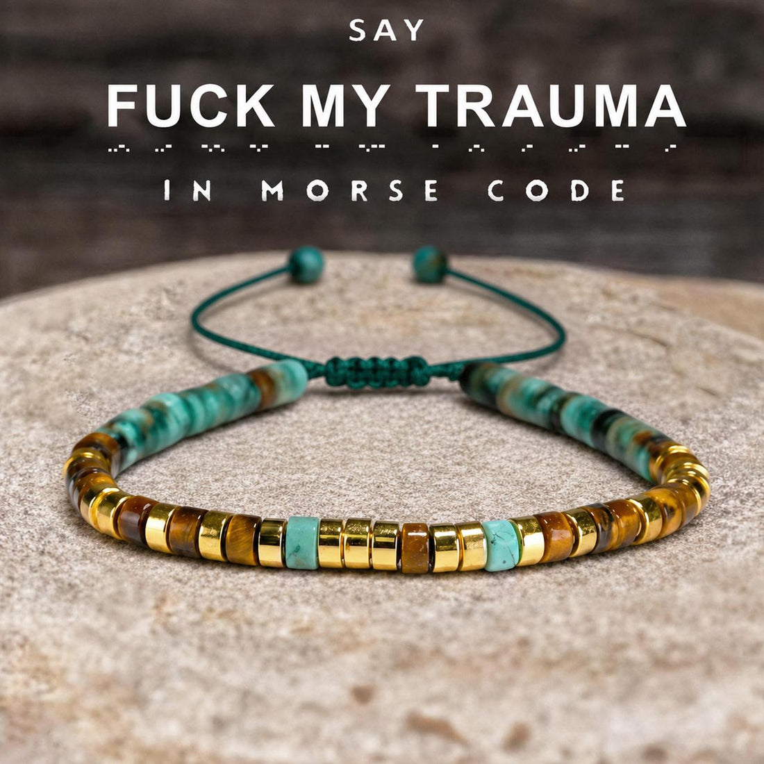 fuck my trauma morse code motivational bracelet