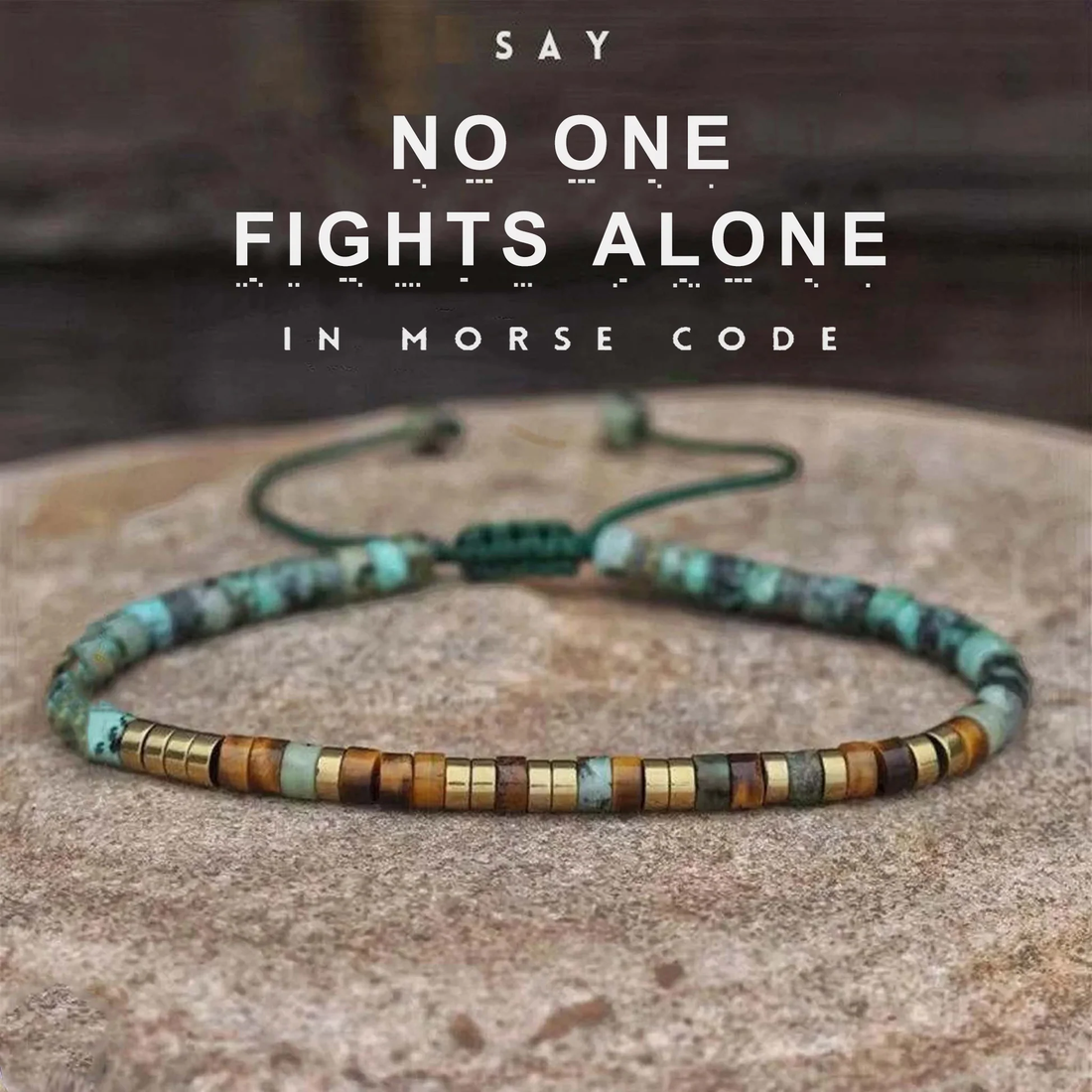 no one fights alone morse code bracelet