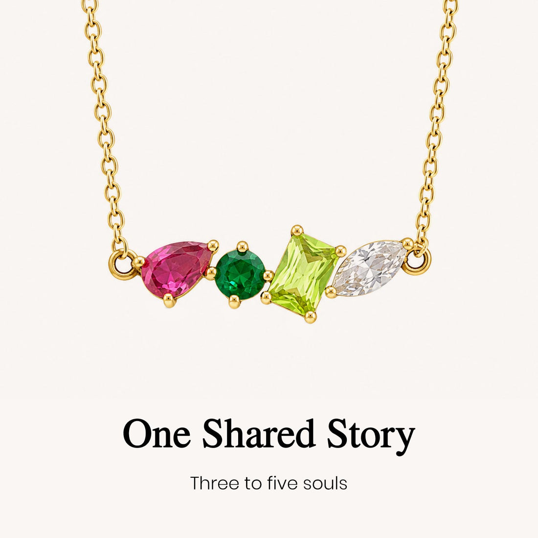 custom 3-5 birthstone row necklace, multiple birthstone jewelry