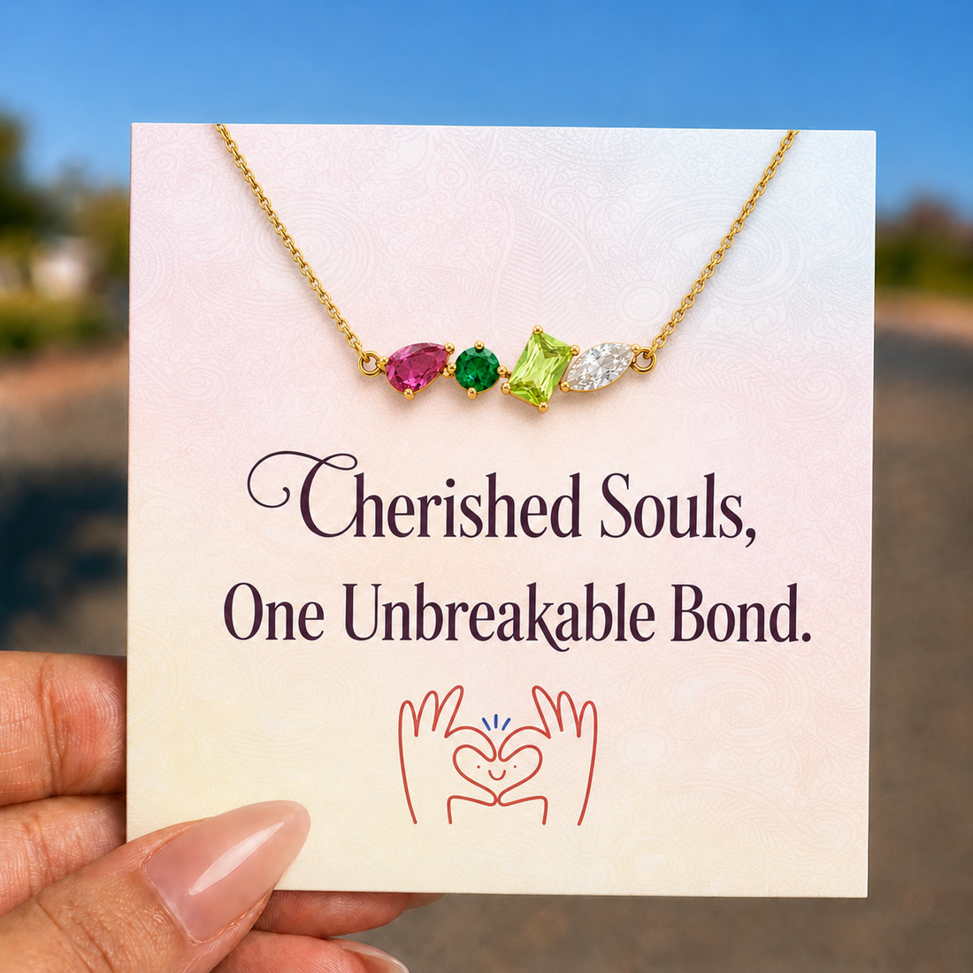custom 3-5 birthstone row necklace, multiple birthstone jewelry