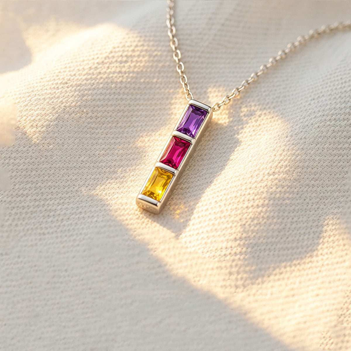 baguette cut birthstone necklace design