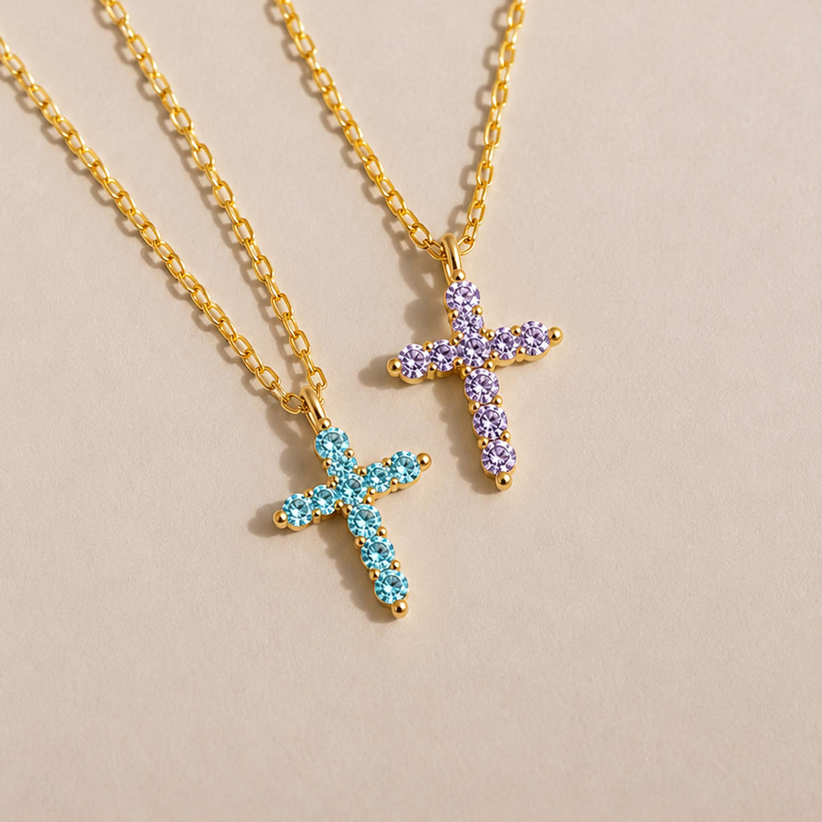 cross pendant birthstone necklace, personalized faith jewelry