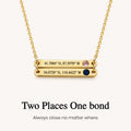custom dual coordinates birthstone necklace, personalized location jewelry