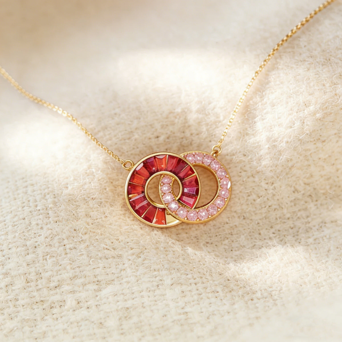 linking circle necklace with birthstones