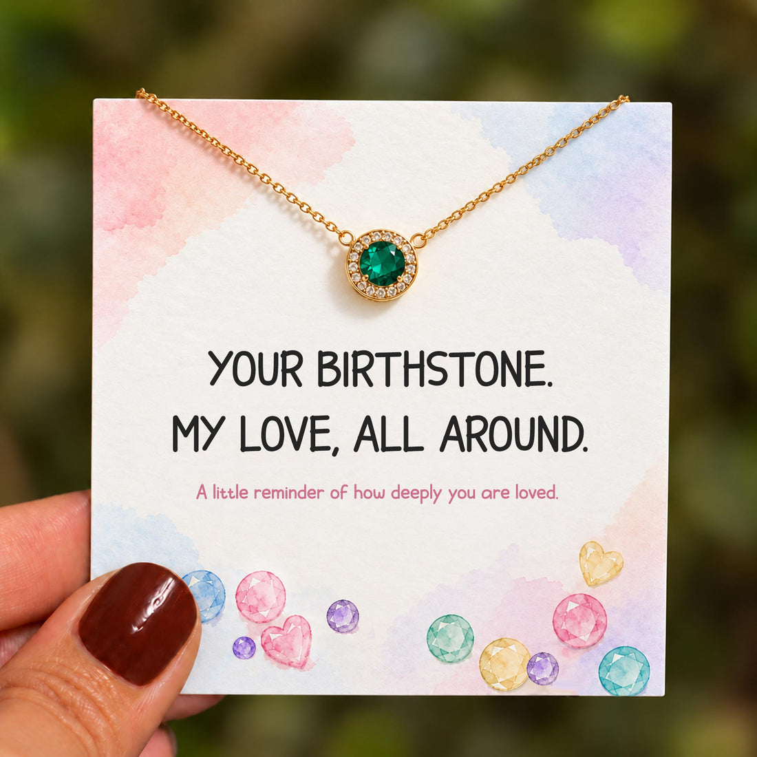 custom round birthstone necklace, personalized birthstone jewelry