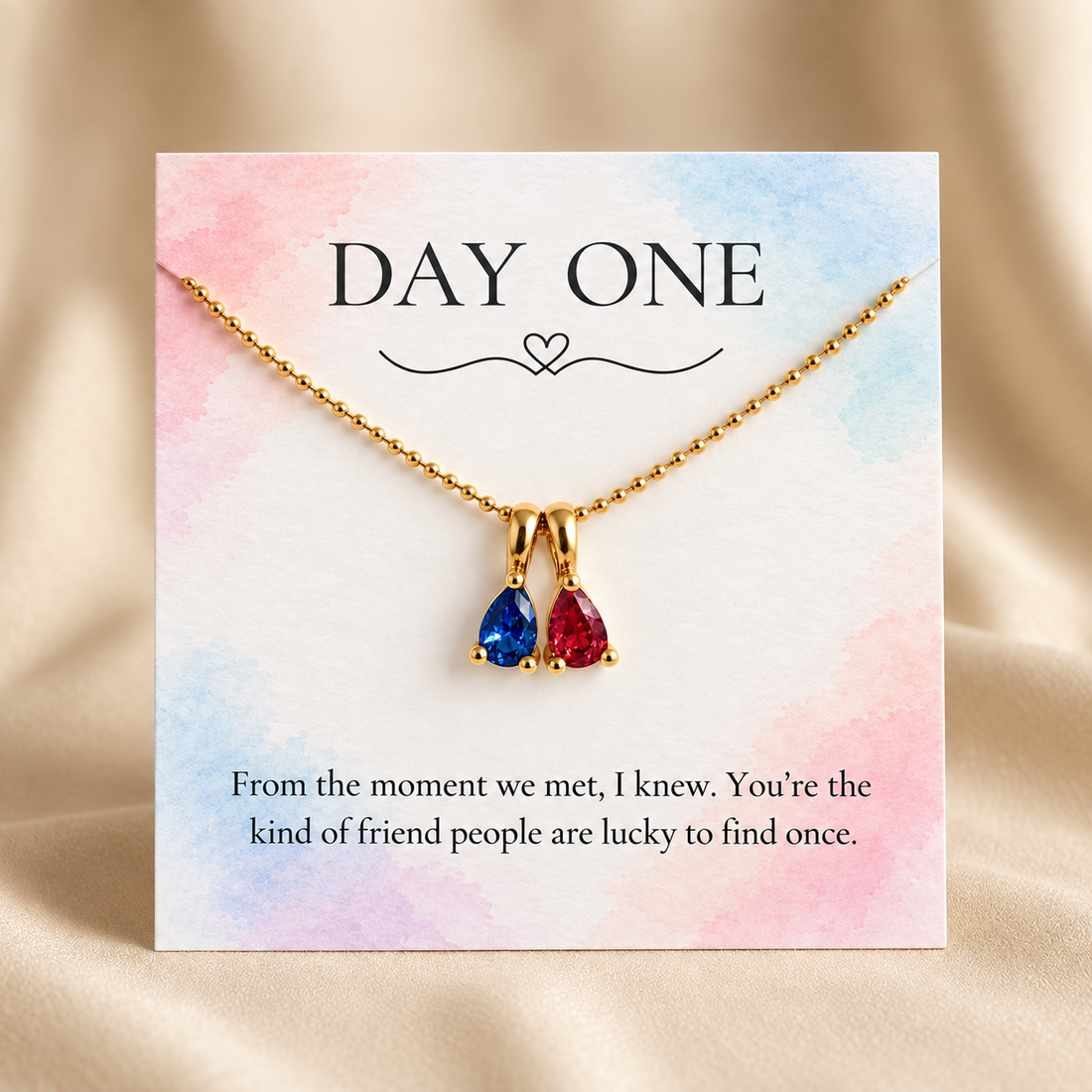 day one custom 2-5 birthstone necklace, multiple birthstone jewelry
