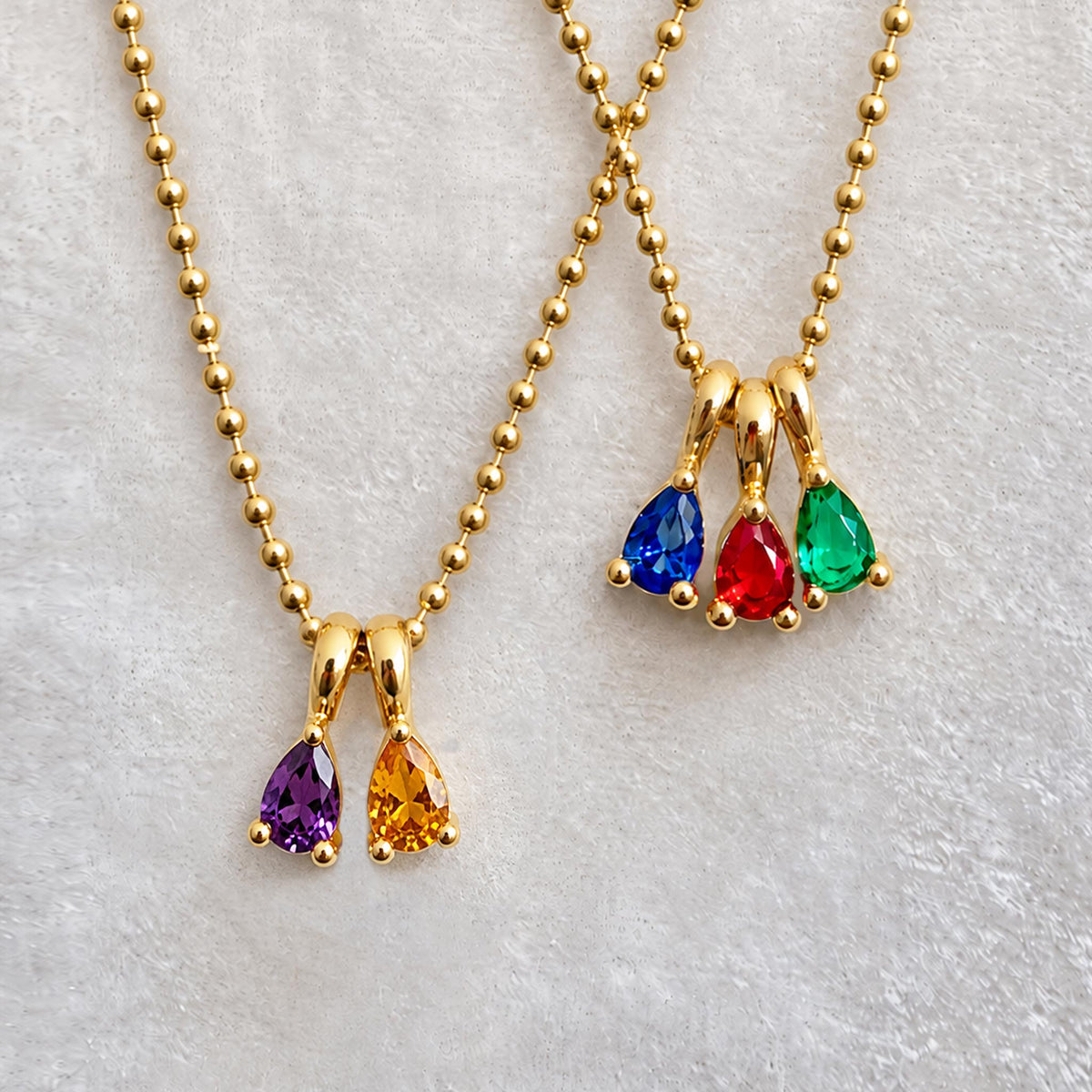 custom 2-5 birthstone necklace, personalized multiple birthstone design