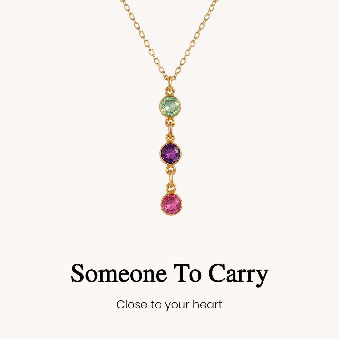 custom round multiple birthstone charm necklace