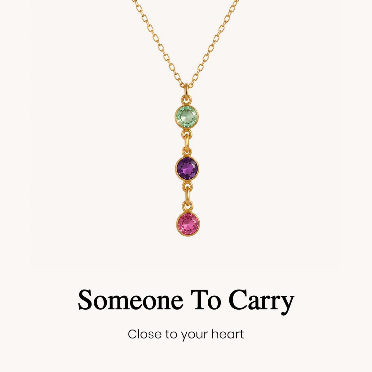 custom round multiple birthstone charm necklace