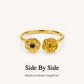custom dual birthflower ring, two birthflower ring