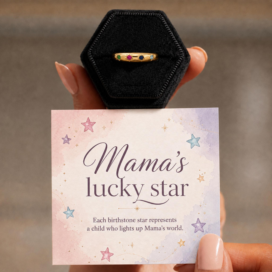 custom lucky star multiple birthstone ring