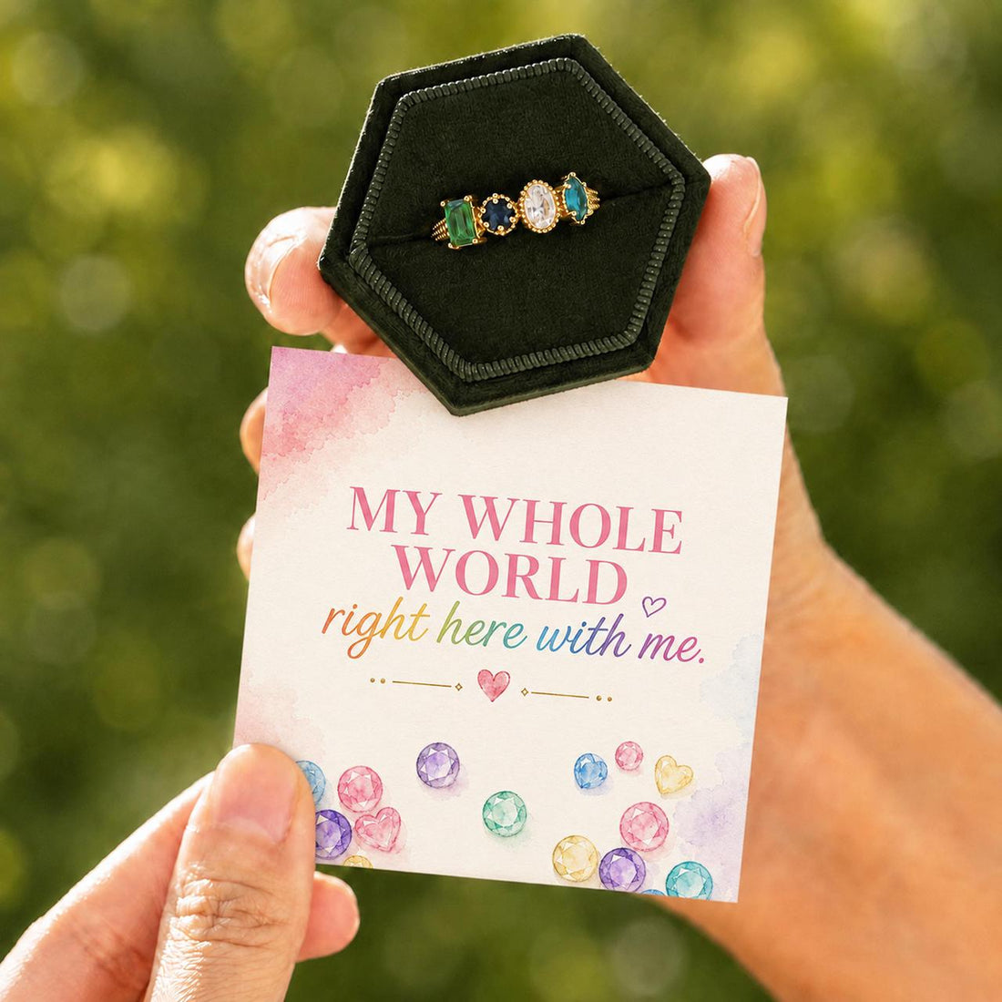 custom mixed-cut family birthstone ring, multiple birthstone ring