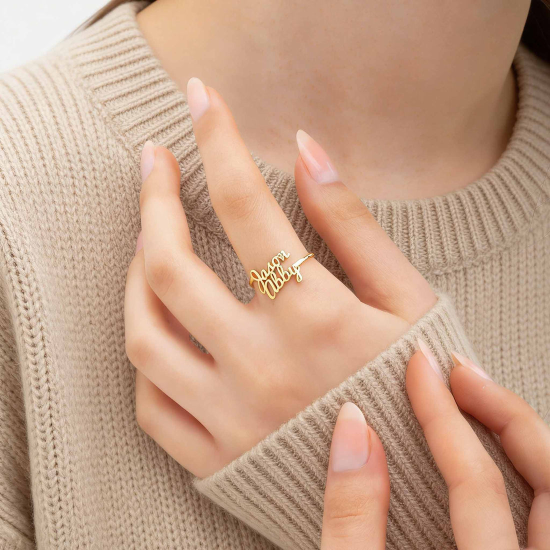 Personalized Double Name Ring