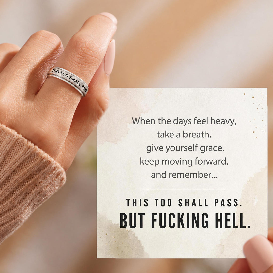 This Too Shall Pass Engraved Spinning Ring