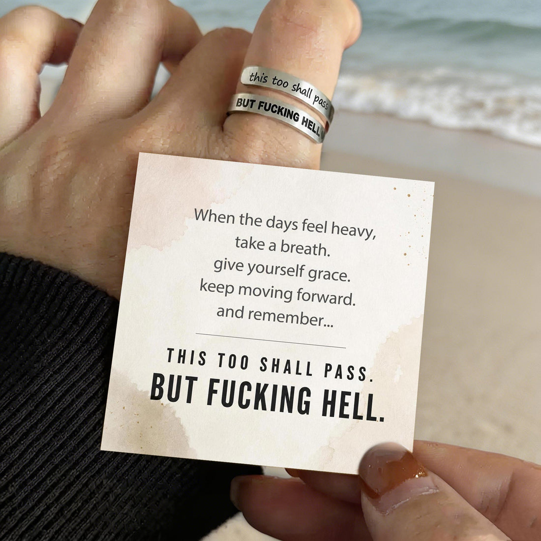 this too shall pass engraved spiral ring
